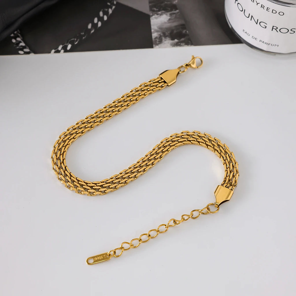 J&D Charm Waterproof Stainless Steel Women Anklet 18K Gold Plated Chain Hypoallergenic Summer Anklet