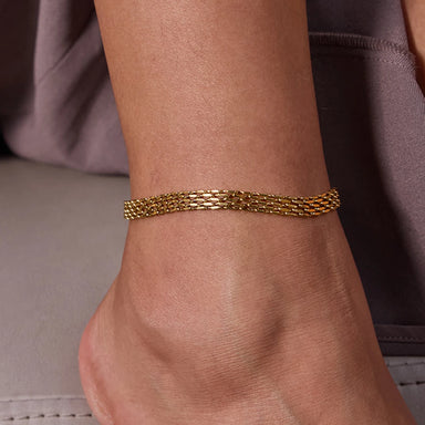 J&D Charm Waterproof Stainless Steel Women Anklet 18K Gold Plated Chain Hypoallergenic Summer Anklet