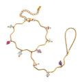Colored Natural Stone Finger Bracelet