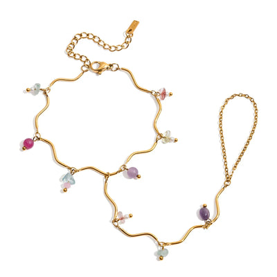Colored Natural Stone Finger Bracelet