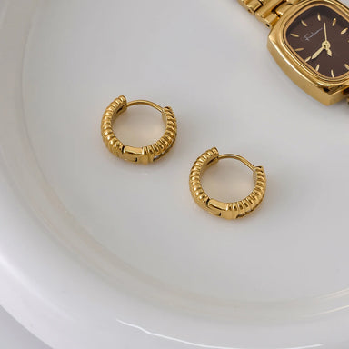 Pave Stone Navette Drop Hoop Earrings