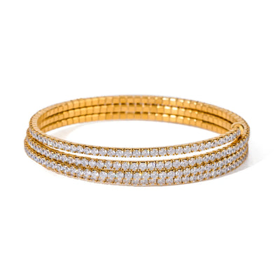 White Zircon Full Zircon Triple Layer Bracelet