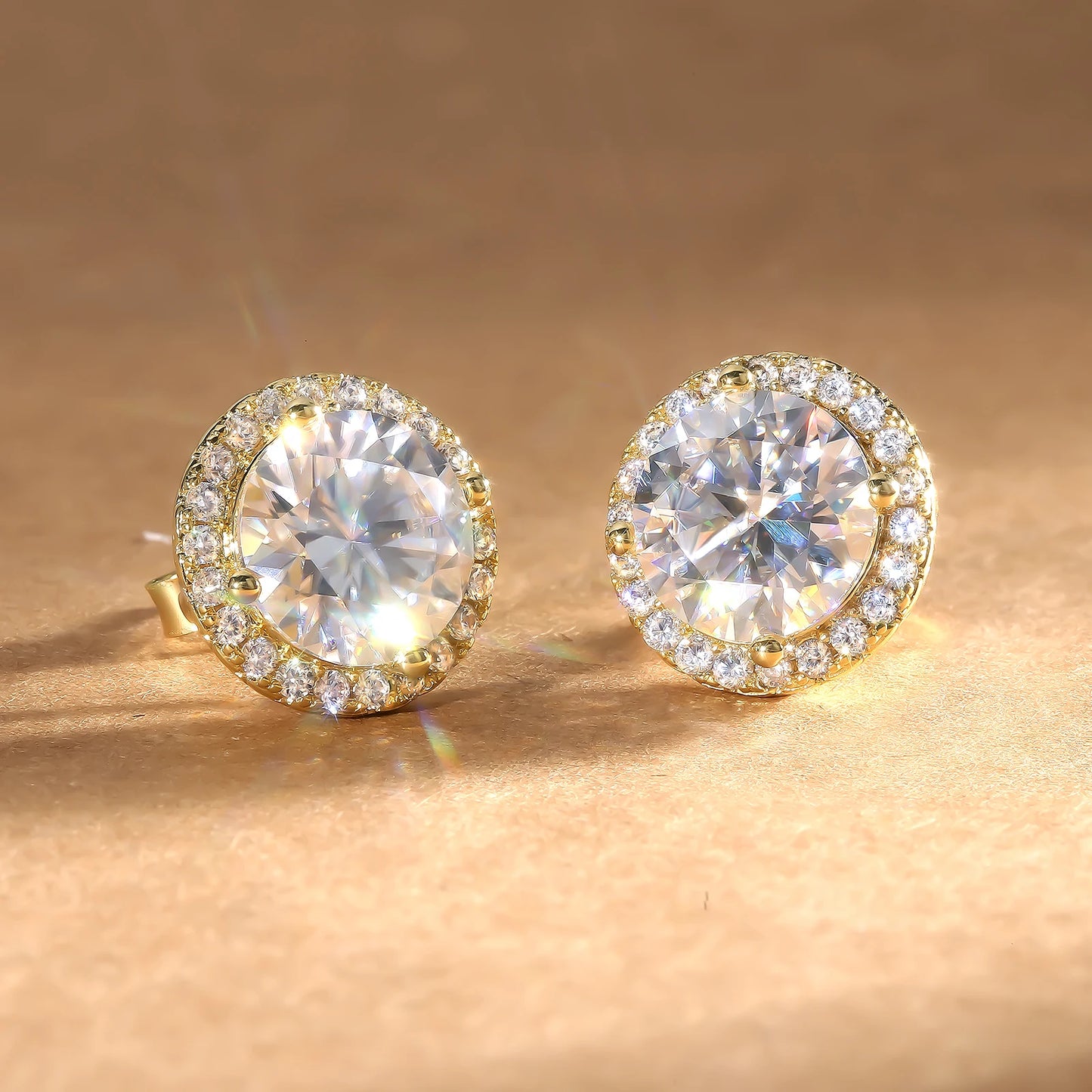 Women Moissanite Jewelry halo Stud Earring