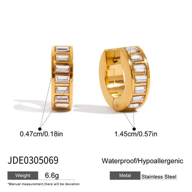Crystal Rectangle Stone Small Huggie Earrings