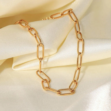 J&D Simple Stainless Steel Anklet Design 18K Gold Plated Paper Clip Chain Anklet for Women