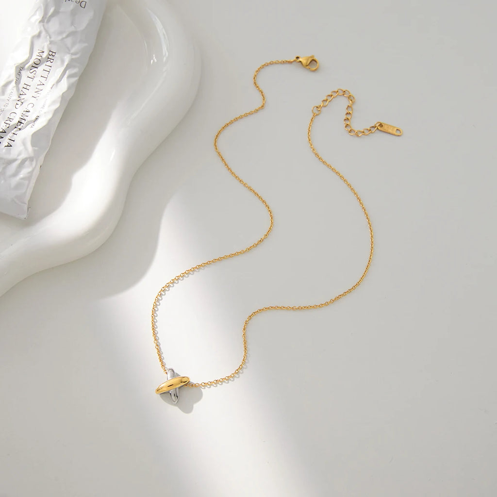 Two Tone X Cross Pendant Necklace