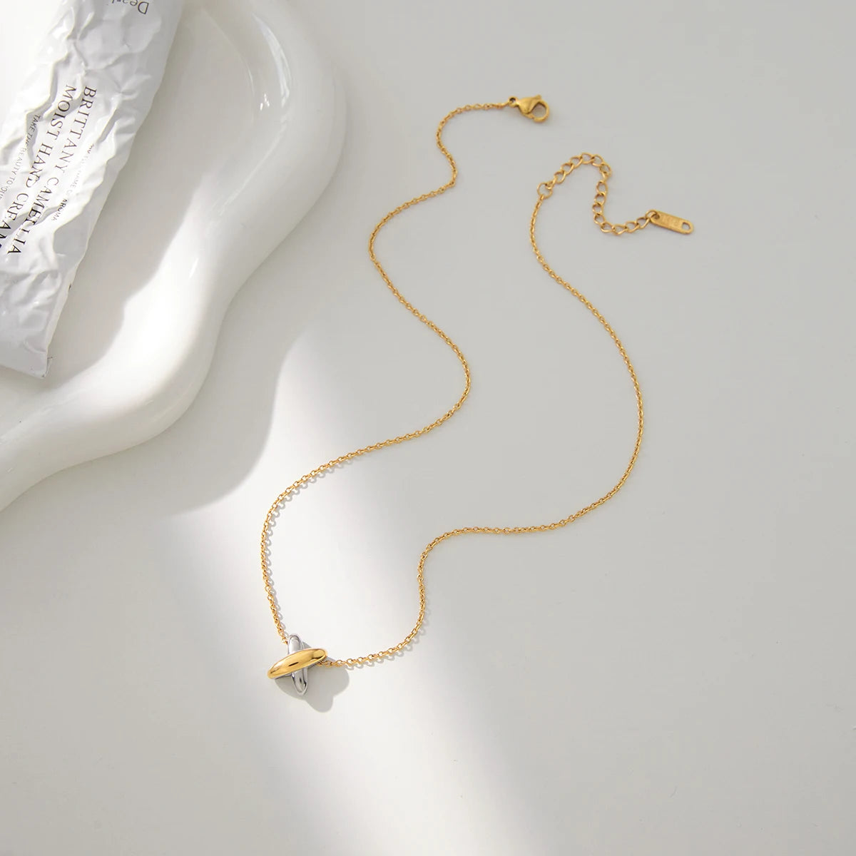 Two Tone X Cross Pendant Necklace