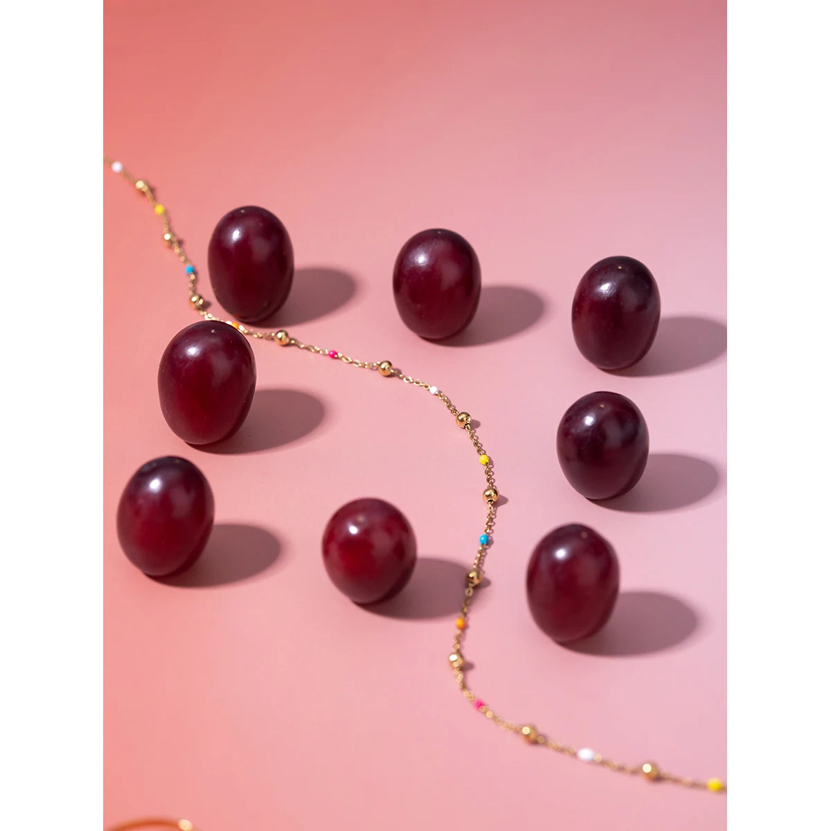 J&D Waterproof 14K Gold Plated Stainless Steel Jewelry Simple Minimalist Colorful Enamel Bead Chain Necklace