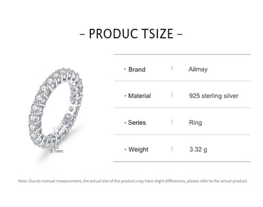 Ailmay 925 Sterling Silver Luxury Full Zircon Sparkling Stackable Setting Finger Ring for Women Wedding Engagement Fine Jewelry