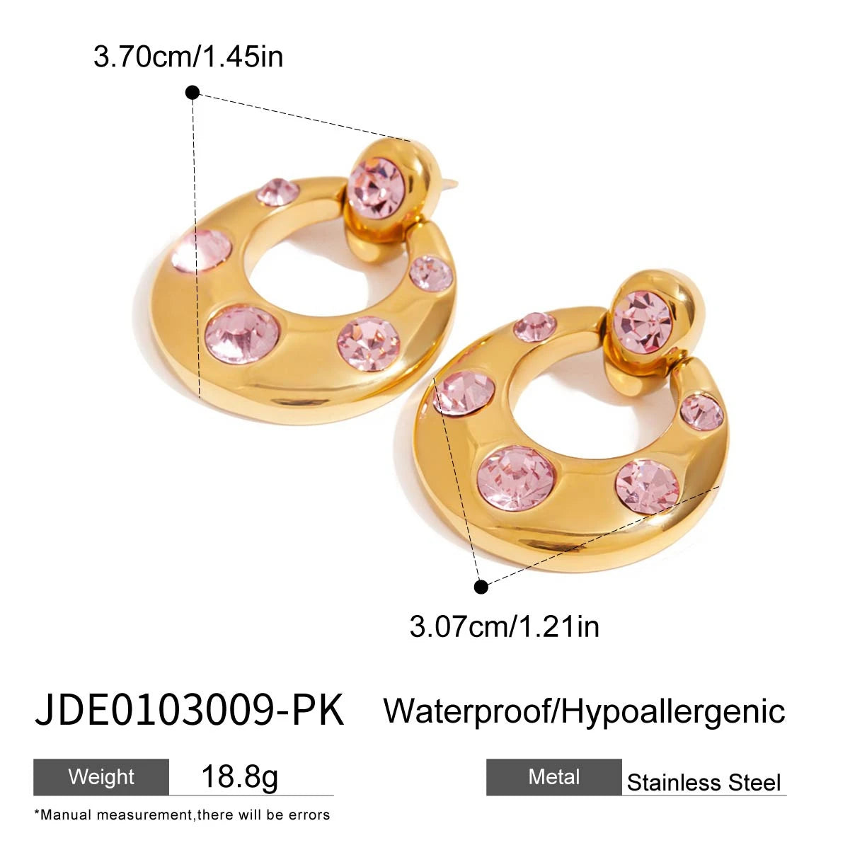 White Pink Zircon Stud Earrings