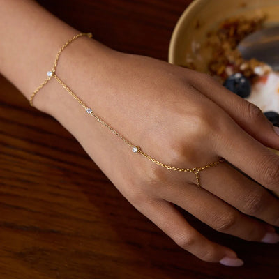 White Zircon Hand Chain Finger Bracelet