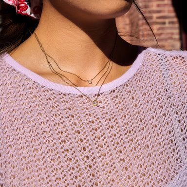 White Zircon Pendant O-Chain Three-Layer Necklace