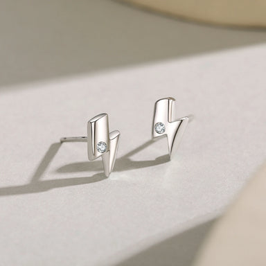 925 Sterling Silver Flash Lightning Stud Earrings