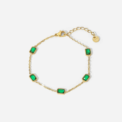Green Rectangle Stone Bracelet