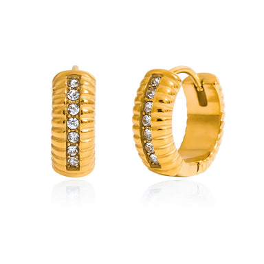 Pave Stone Navette Drop Hoop Earrings