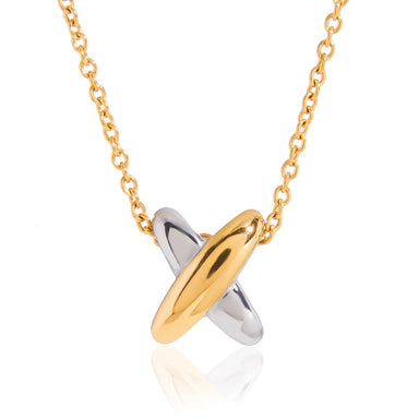 Two Tone X Cross Pendant Necklace