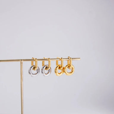 Two Tone Smooth Double Circle Earrings