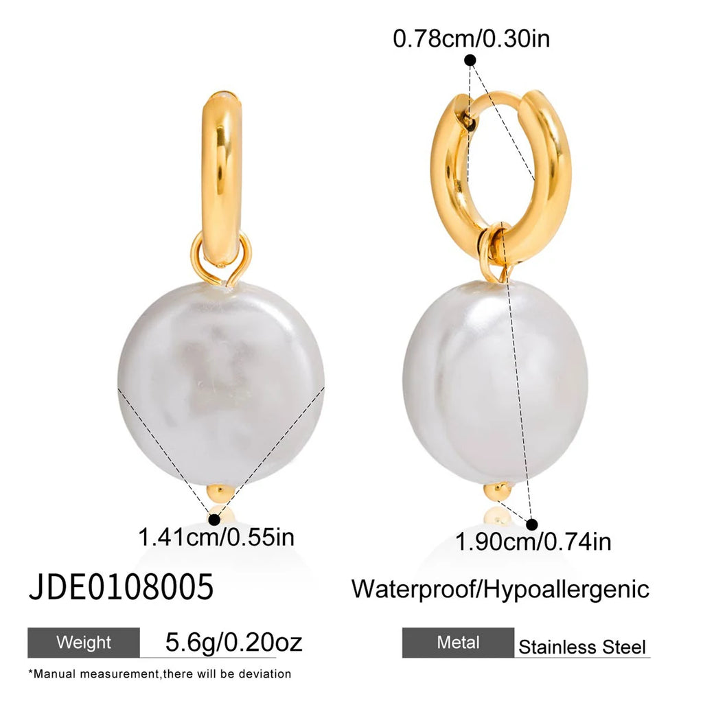 Glass Pearl Smooth Hoop Huggie Earrings