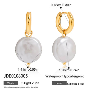 Glass Pearl Smooth Hoop Huggie Earrings