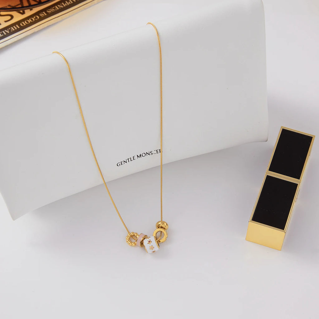 Enamel Star Spacer Beads Pendant Necklace