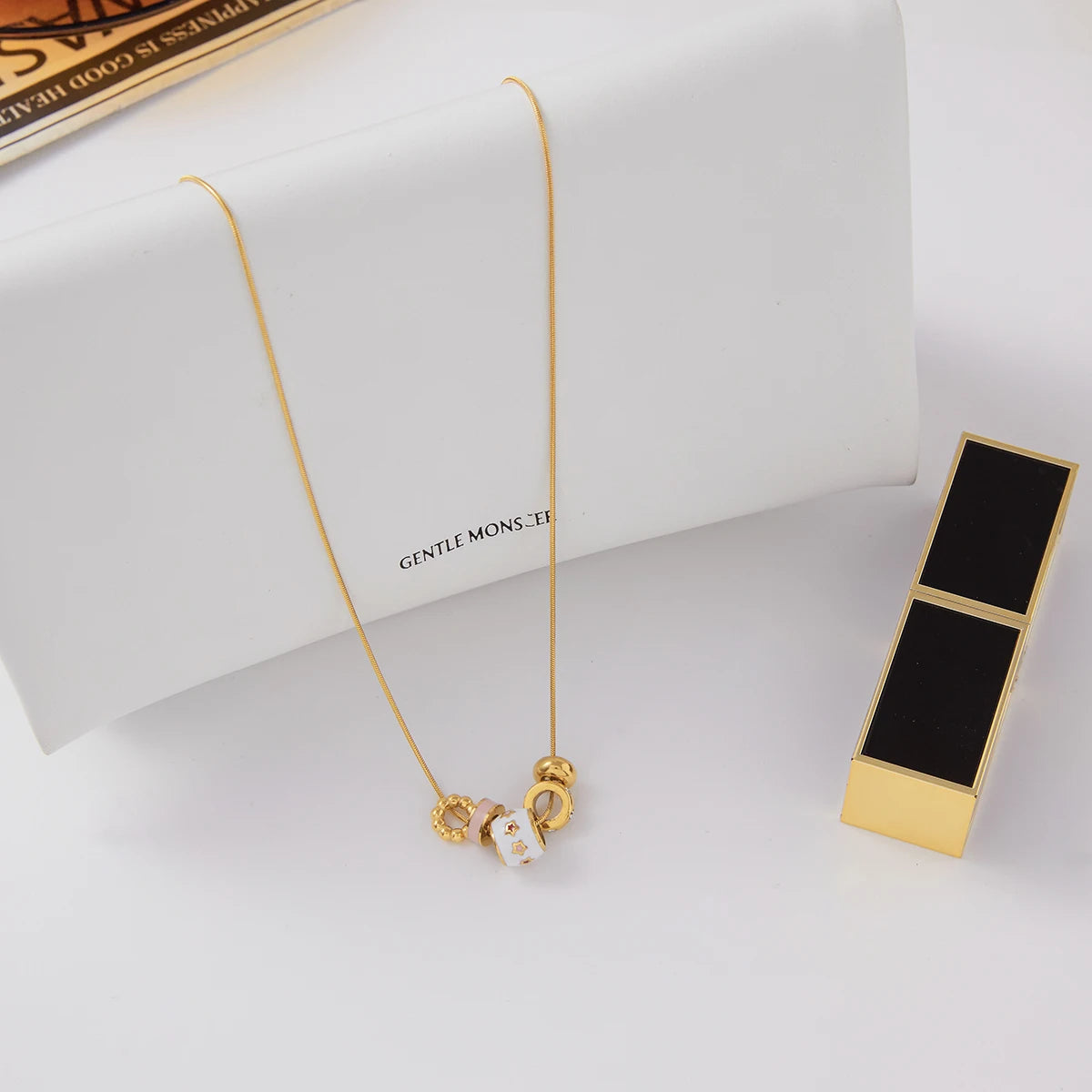 Enamel Star Spacer Beads Pendant Necklace