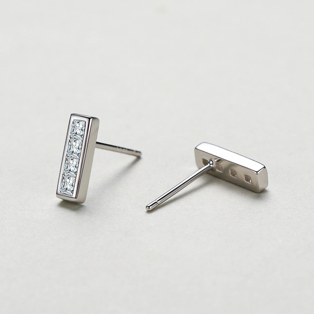 925 Sterling Silver Simple Rectangle Stud Earrings - Kimiko