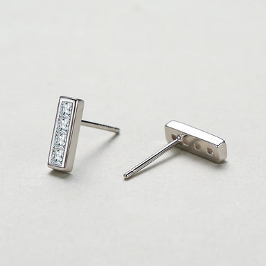 925 Sterling Silver Simple Rectangle Stud Earrings - Kimiko