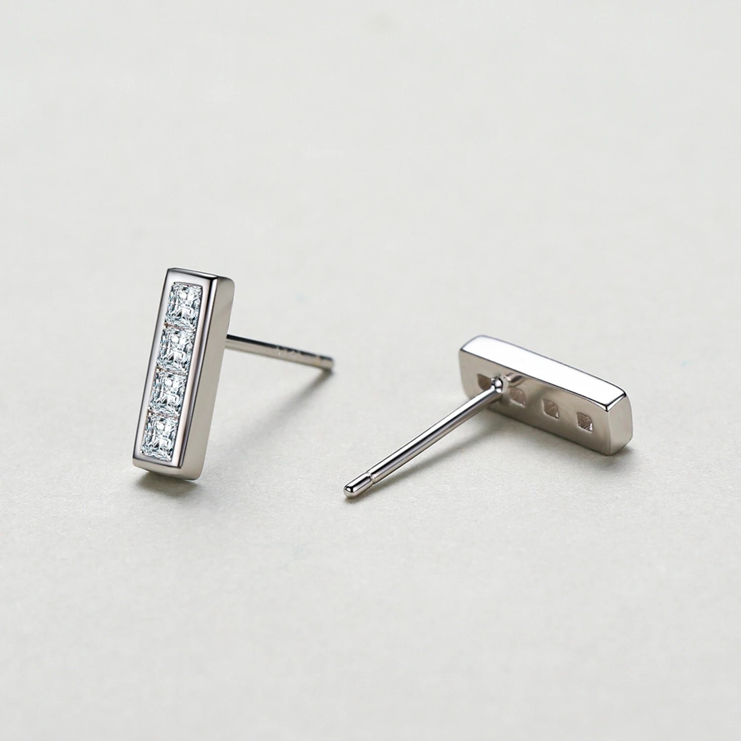 925 Sterling Silver Simple Rectangle Stud Earrings