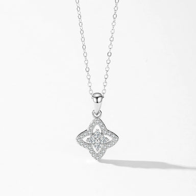 925 Sterling Silver Four-leaf Clover Shining Full-Zircon Lucky Pendant