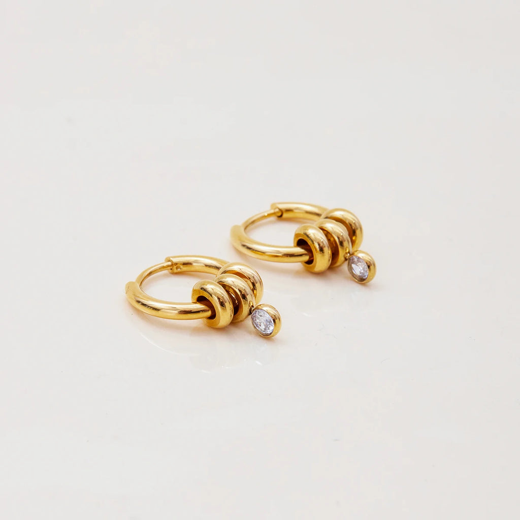 Zircon Pendant Hoop Earring