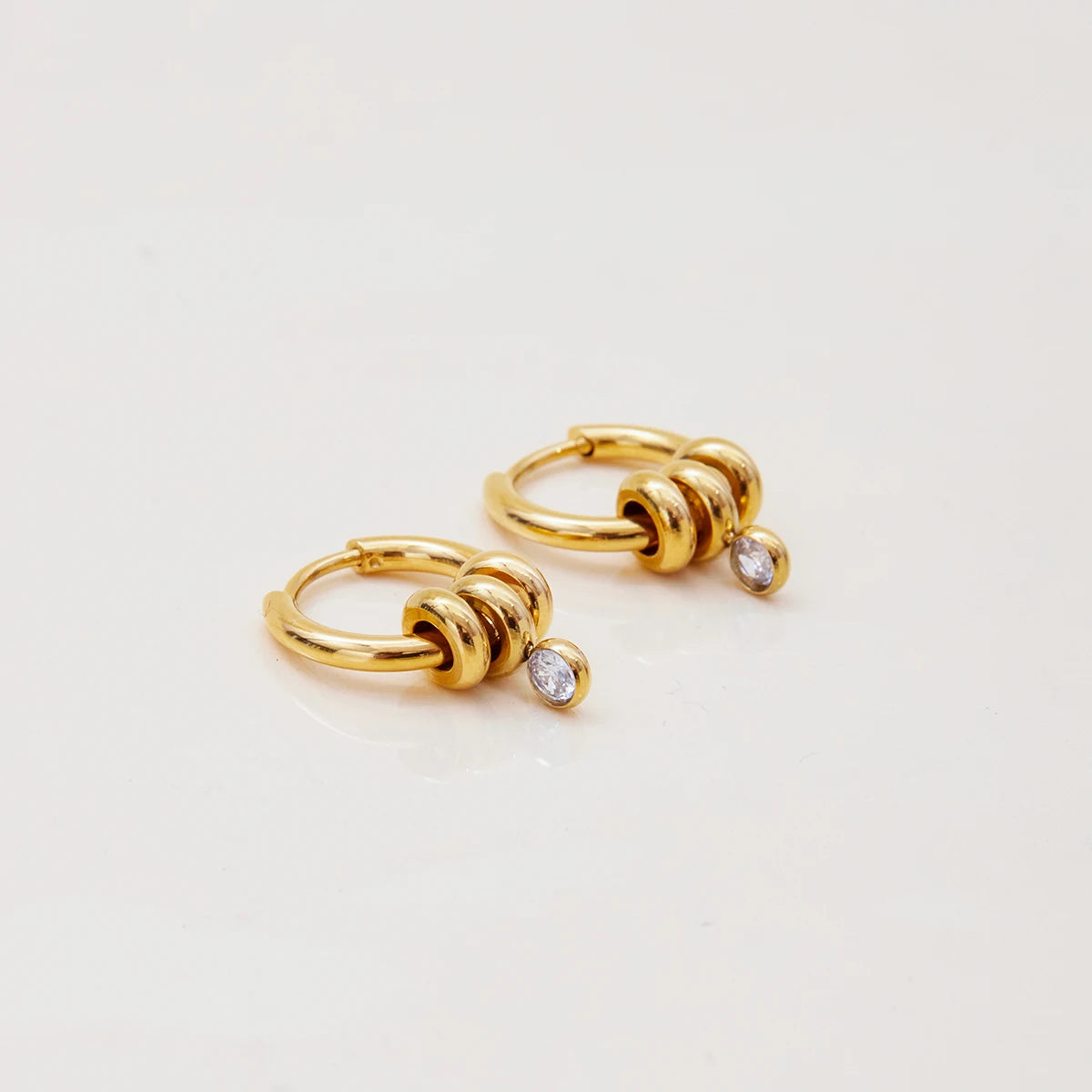 Zircon Pendant Hoop Earring