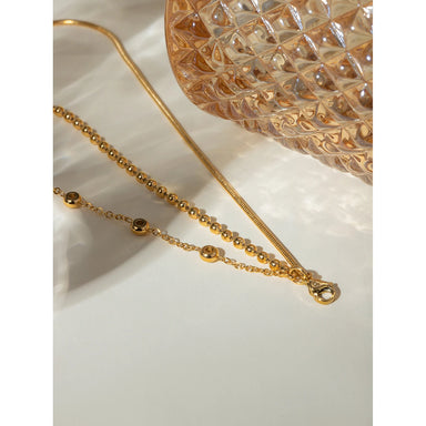 J&D 18K Gold Plated Stainless Steel Multi-layer Cubic Zirconia Bracelet, 18+5cm