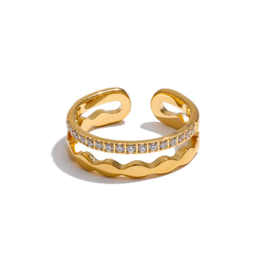 Zircon Open 18K Gold Plated Adjustable Ring