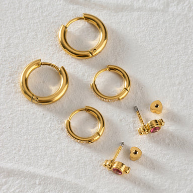 White Crystal Hoop Earrings Set
