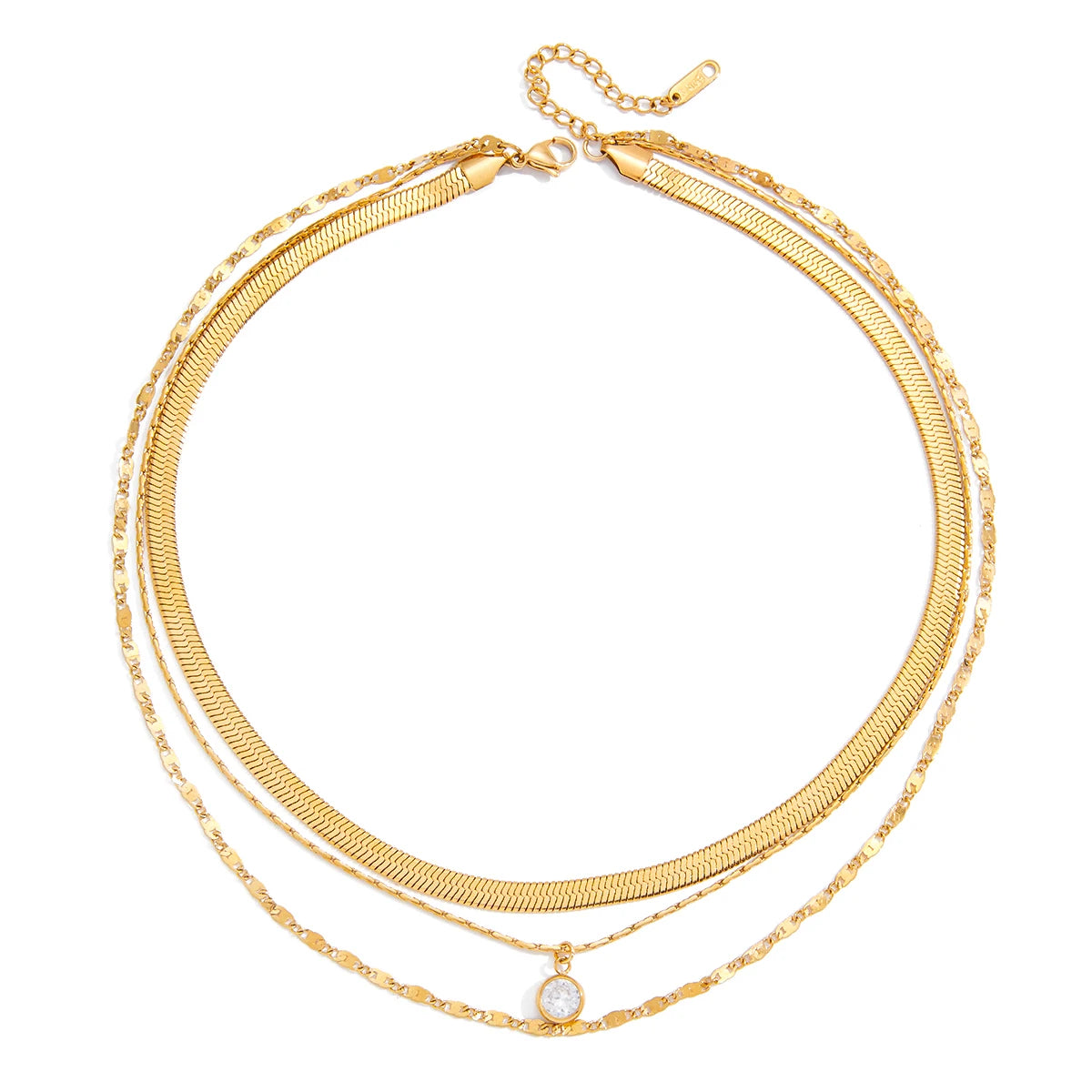 Three Layers Flat Snake Knife Shape String Chain Necklace