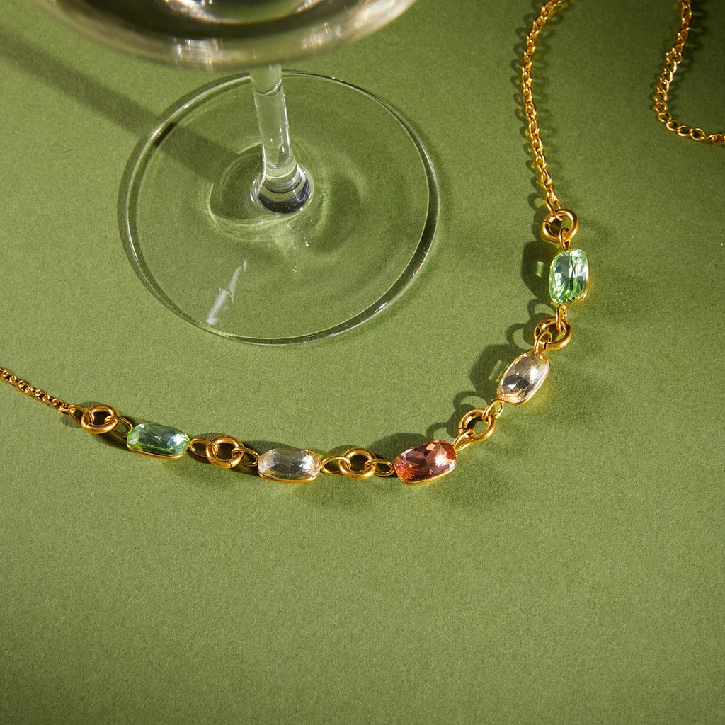Cross Necklace Square Colored Crystal Pendant