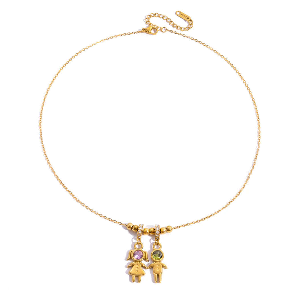 Romantic Girl and Boy Pendant Necklace