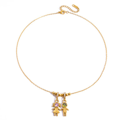 Romantic Girl and Boy Pendant Necklace