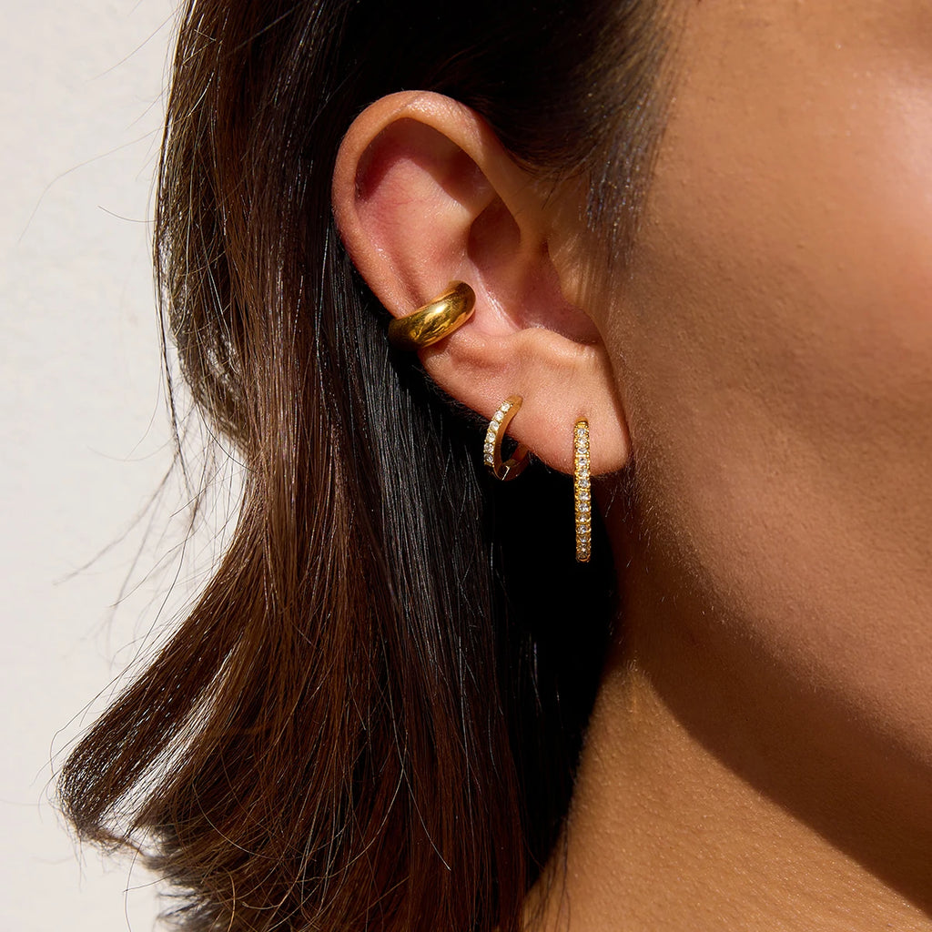Half Stone Hoop Earring