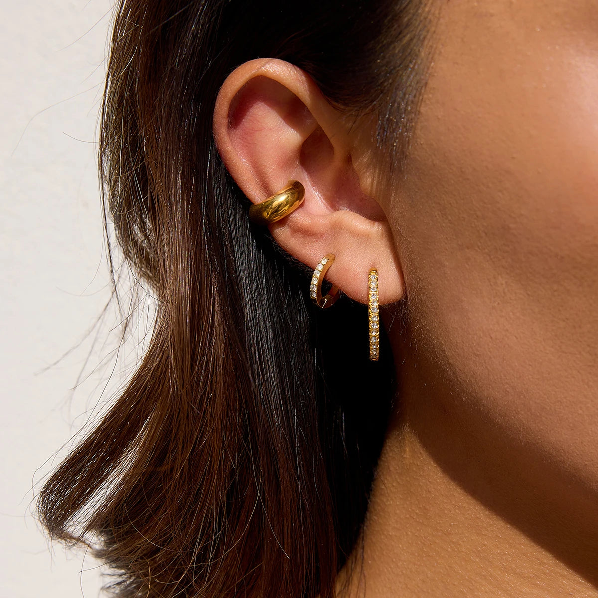 Half Stone Hoop Earring