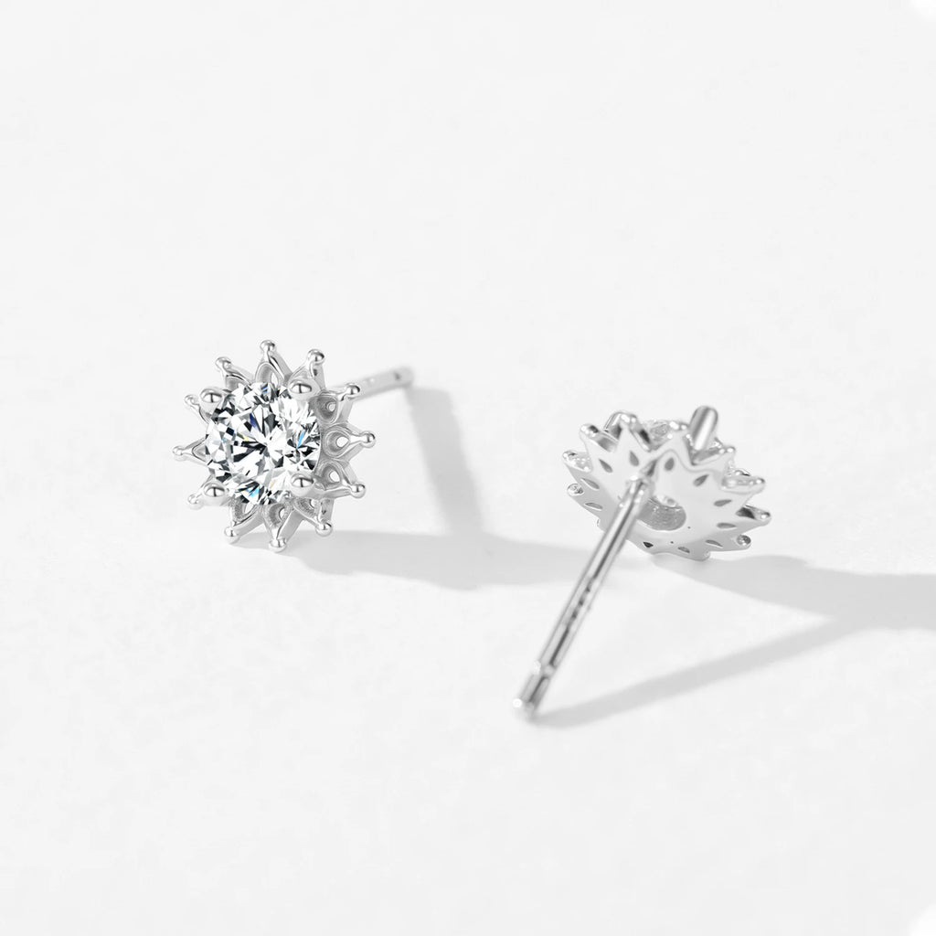 925 Sterling Silver Sparkling Sunflower Zircon Earring - Kimiko