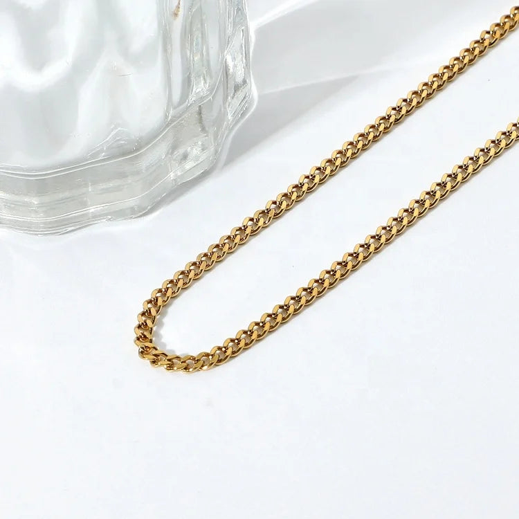 Dainty 3mm 18K Gold Plated Stainless Steel Stacking Miami Cuban Link Chain Feet Anklets for Women