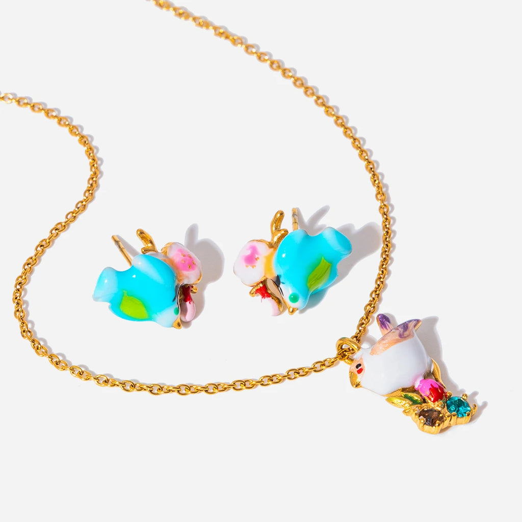 J&D Jewelry Sweet Colorful Enamel Bird Stud Earrings 18K Gold Plated Stainless Steel Cute Animal Jewelry for Women