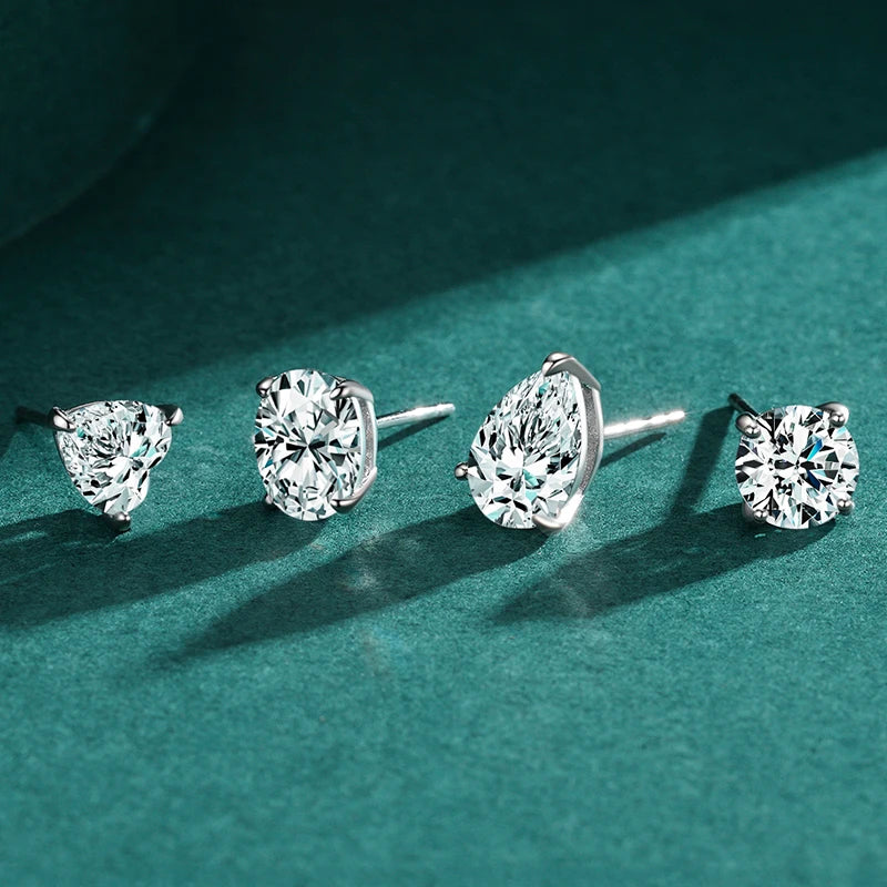 925 Sterling Silver Heart Solitaire Studs