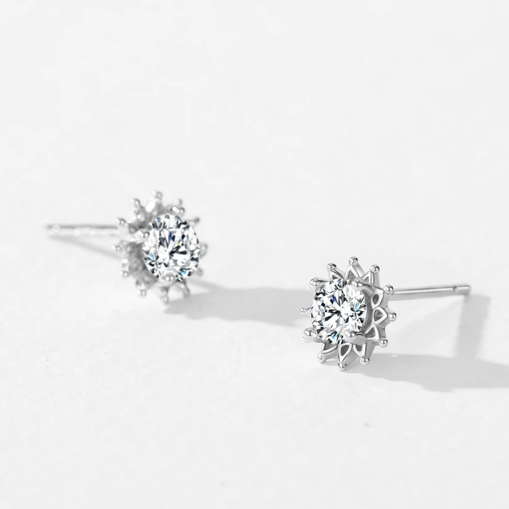 925 Sterling Silver Sparkling Sunflower Zircon Earring - Kimiko