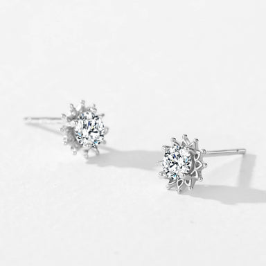 925 Sterling Silver Sparkling Sunflower Zircon Earring - Kimiko