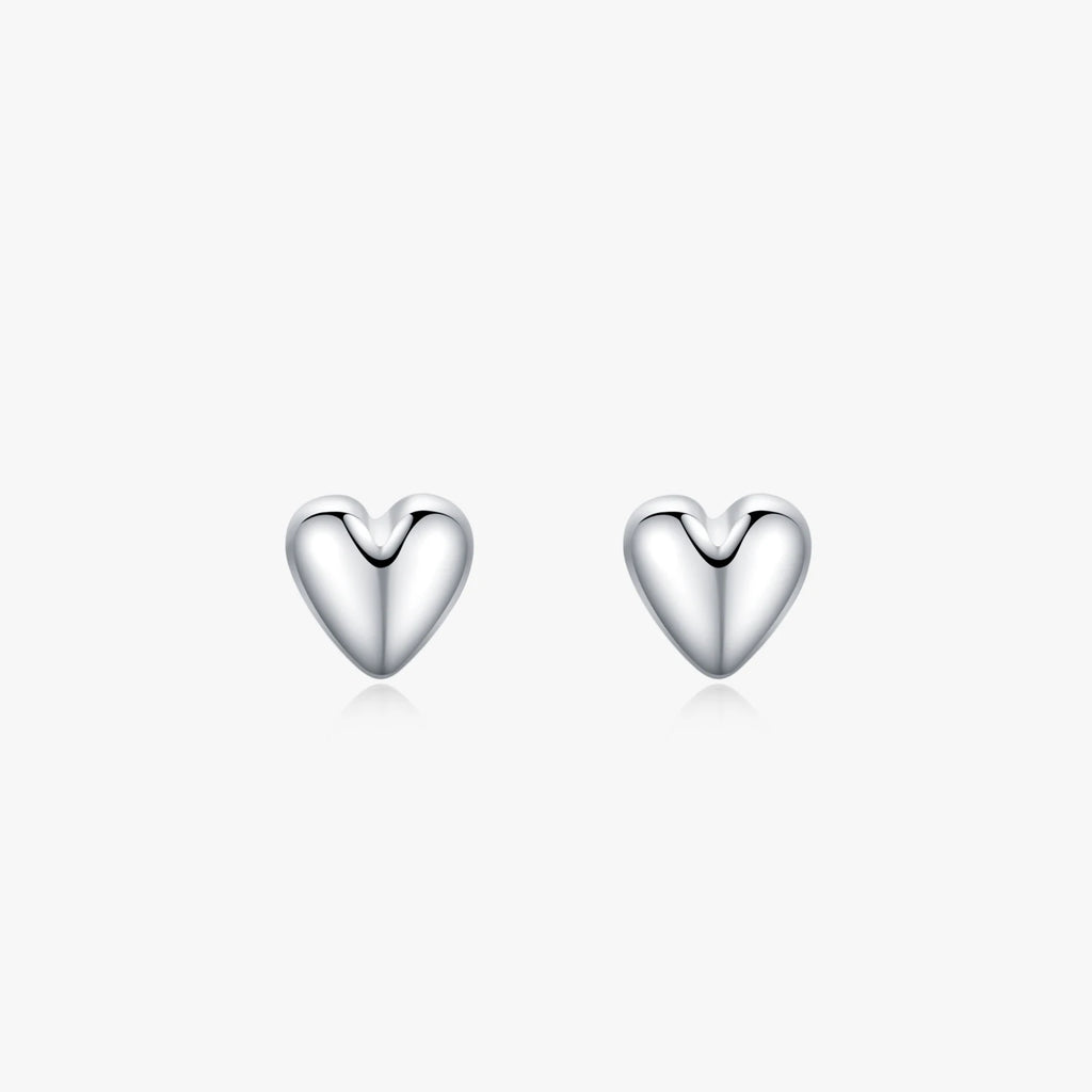 925 Sterling Silver Simple Heart Stud Earrings - Kimiko
