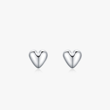 925 Sterling Silver Simple Heart Stud Earrings - Kimiko
