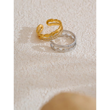 Zircon Open 18K Gold Plated Adjustable Ring