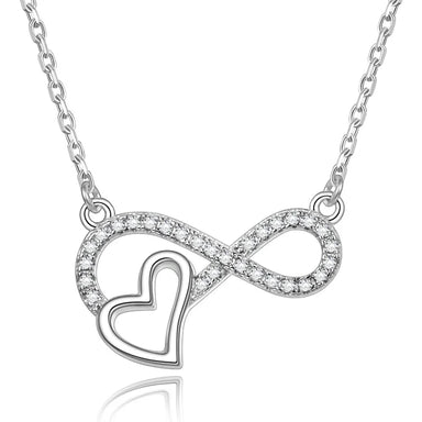 POLIVA Initial With Heart 925 Sterling Silver Zircon Fashion Necklace  for Women 18K Gold Plated Necklace